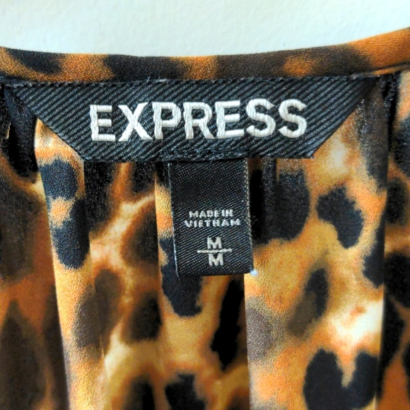 Express Medium Women's Long Sleeve Blouse in Leopard Print, Sheer, Lightweight - Picture 5 of 6